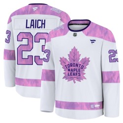 Brooks Laich Toronto Maple Leafs Youth Fanatics Premium White 2024 Hockey Fights Cancer Practice Jersey