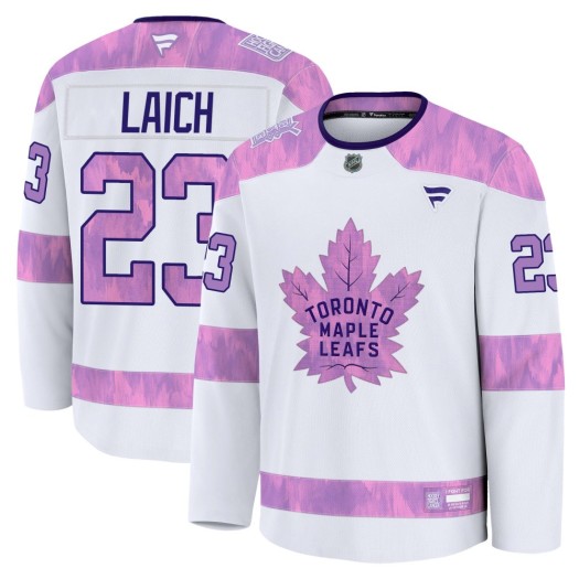 Brooks Laich Toronto Maple Leafs Youth Fanatics Premium White 2024 Hockey Fights Cancer Practice Jersey