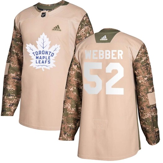 Cade Webber Toronto Maple Leafs Men's Adidas Authentic Camo Veterans Day Practice Jersey