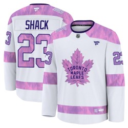 Eddie Shack Toronto Maple Leafs Youth Fanatics Premium White 2024 Hockey Fights Cancer Practice Jersey